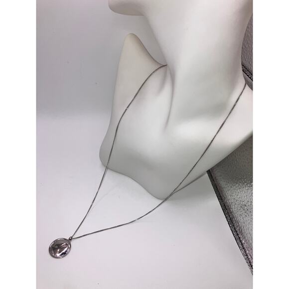 Silver-Tone Hammered Round with Edge Pendant 24.25" Necklace! - Picture 7 of 13